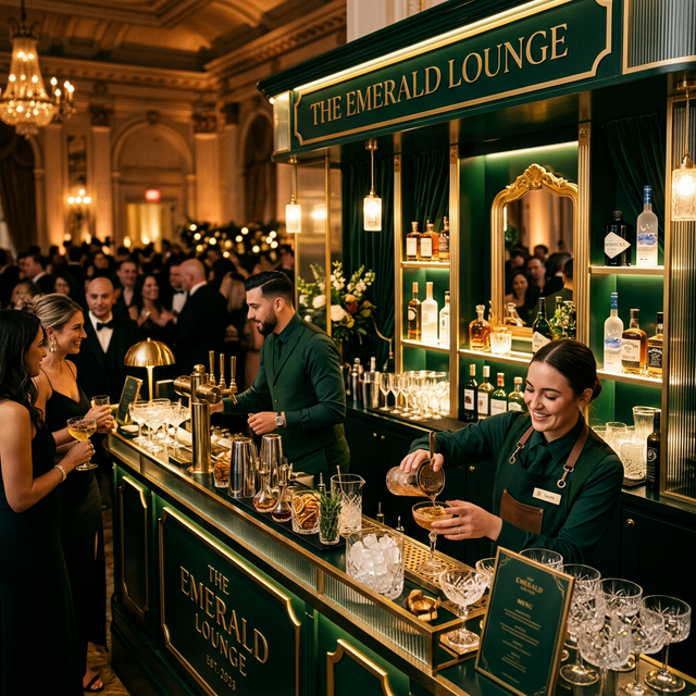 Premium bar setup with signature drinks
